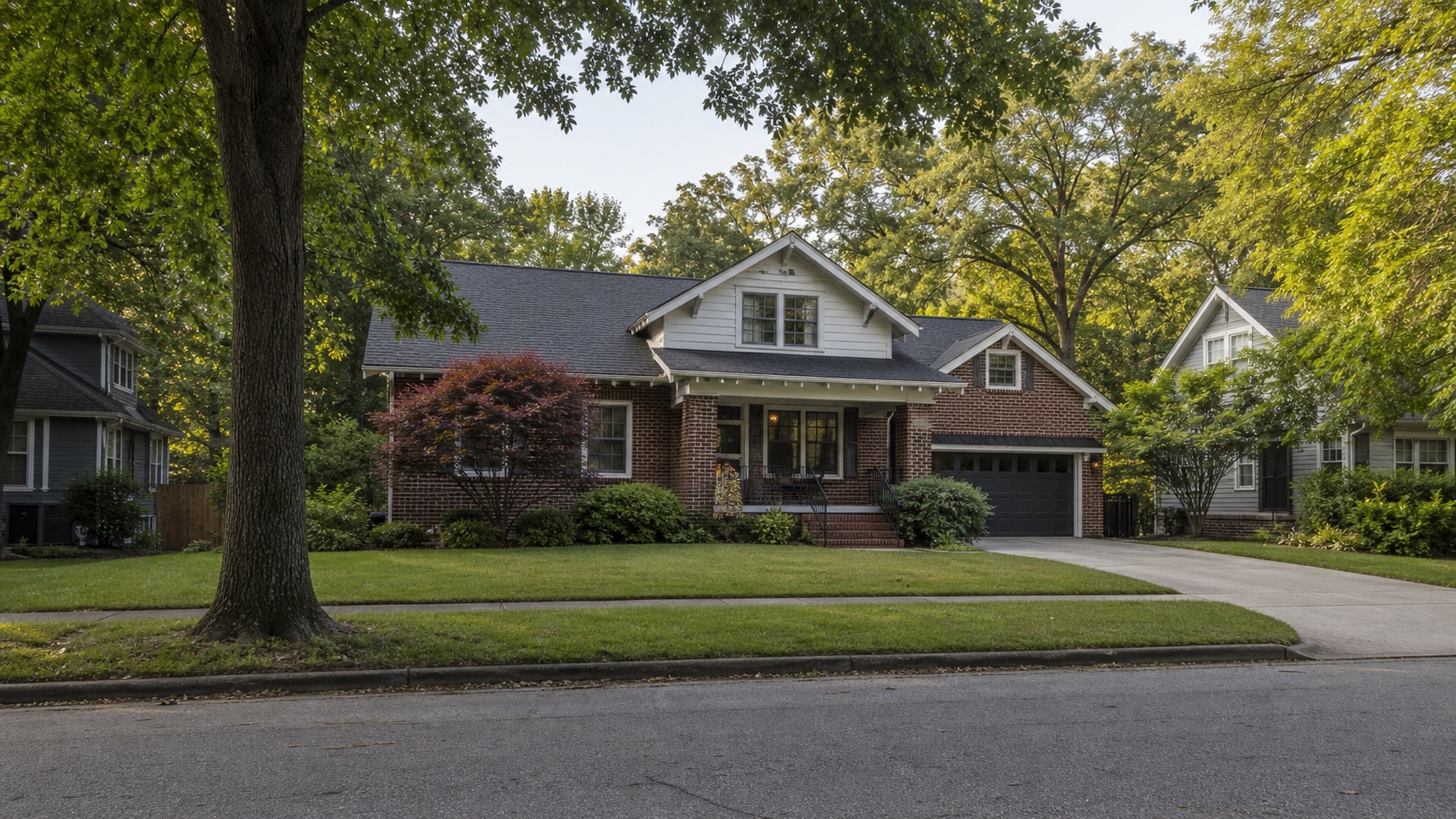 Established Alabama neighborhood home beneath mature trees