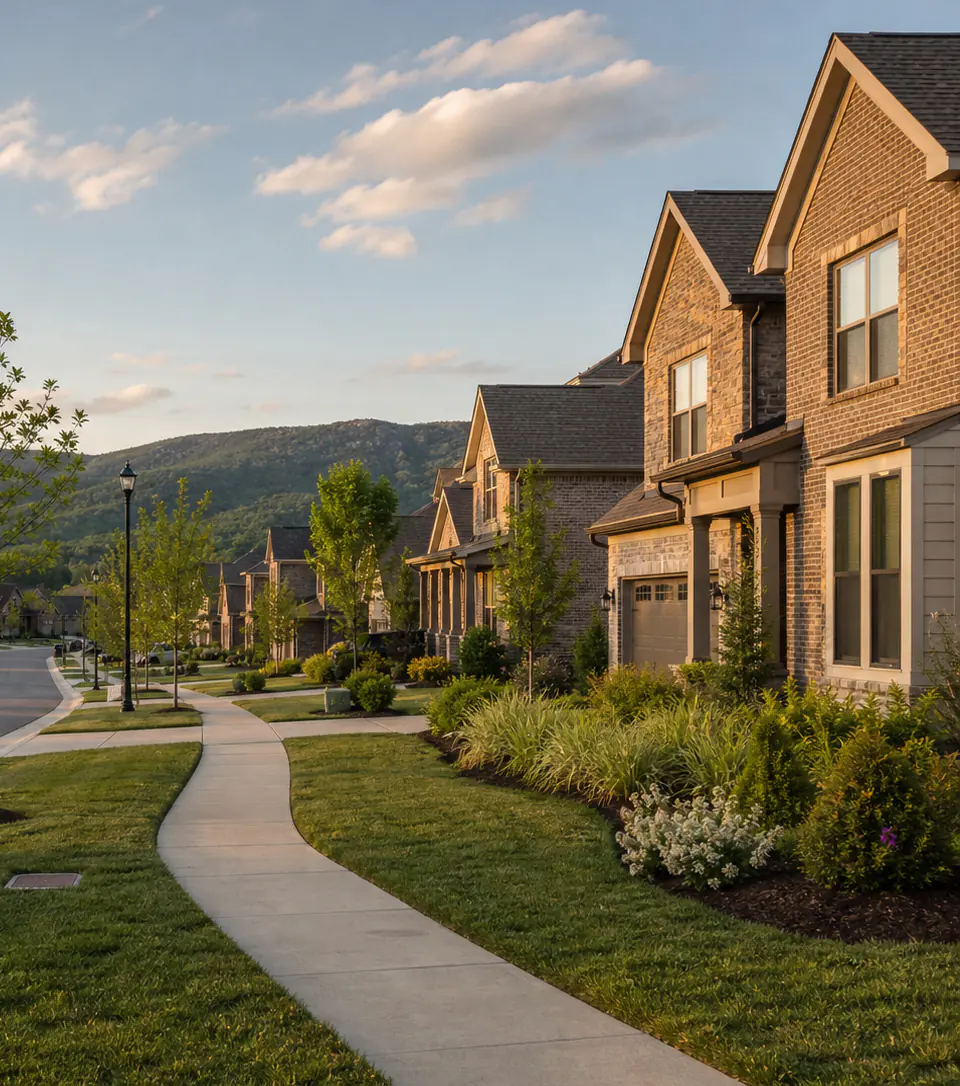 Representative North Alabama neighborhood imagery inspired by Huntsville and Madison