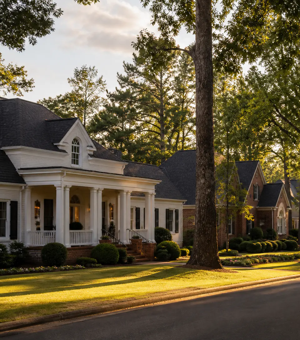 Representative Alabama neighborhood imagery inspired by Montgomery and the River Region